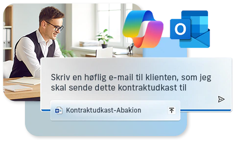 Copilot, skriv en høflig e-mail til klienten, som jeg skal sende dette kontraktudkast til