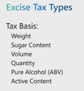 Afgiftstyper understøttet af funktionen