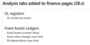 Disse lister har fået mulighed for at bruge analyser lister (pivot inde i Business Central)