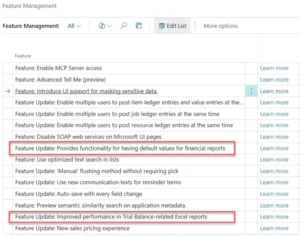 Man kan slå funktionerne til i feature management