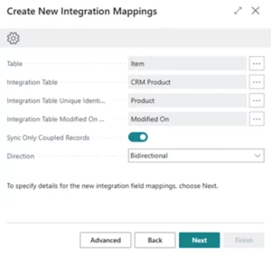 Eksempel på tilknytning af Dataverse felt i Business Central