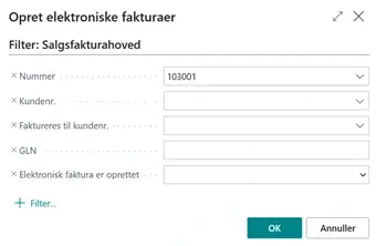Afsendelse af elektronisk faktura i Dynamics 365 Business Central